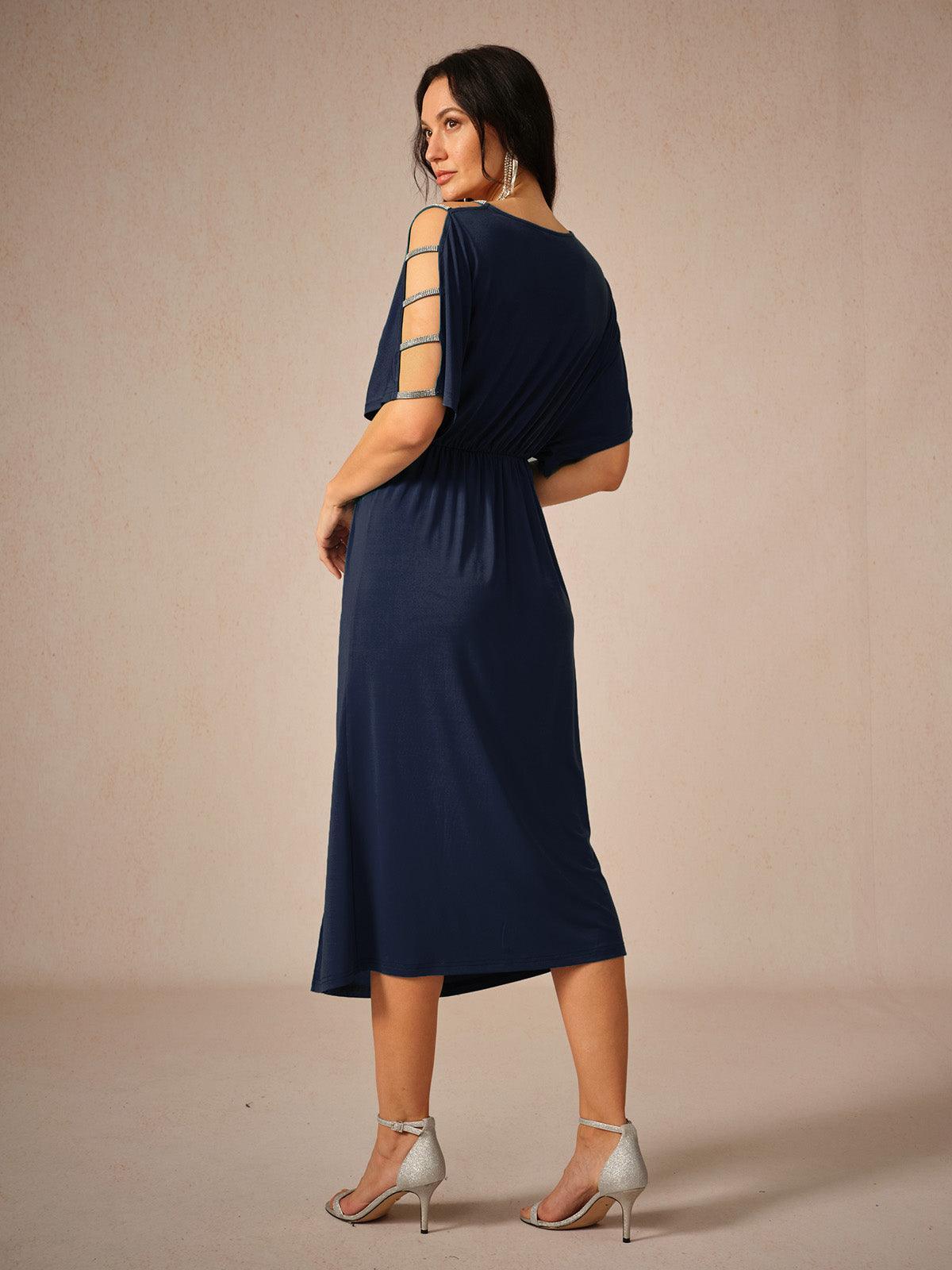 Cutout Twisted Eggplant Knit Dress