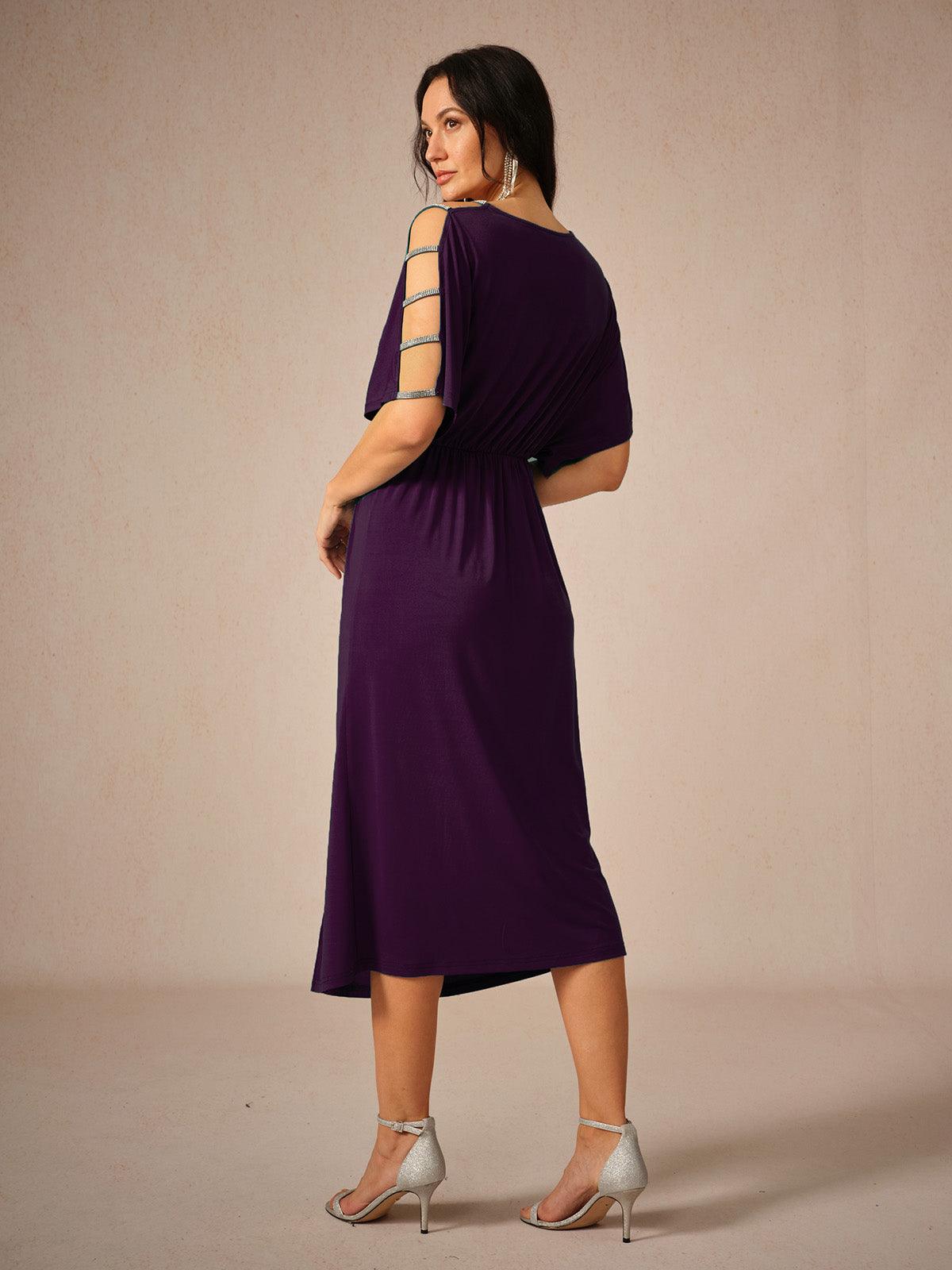Cutout Twisted Navy Blue Knit Dress