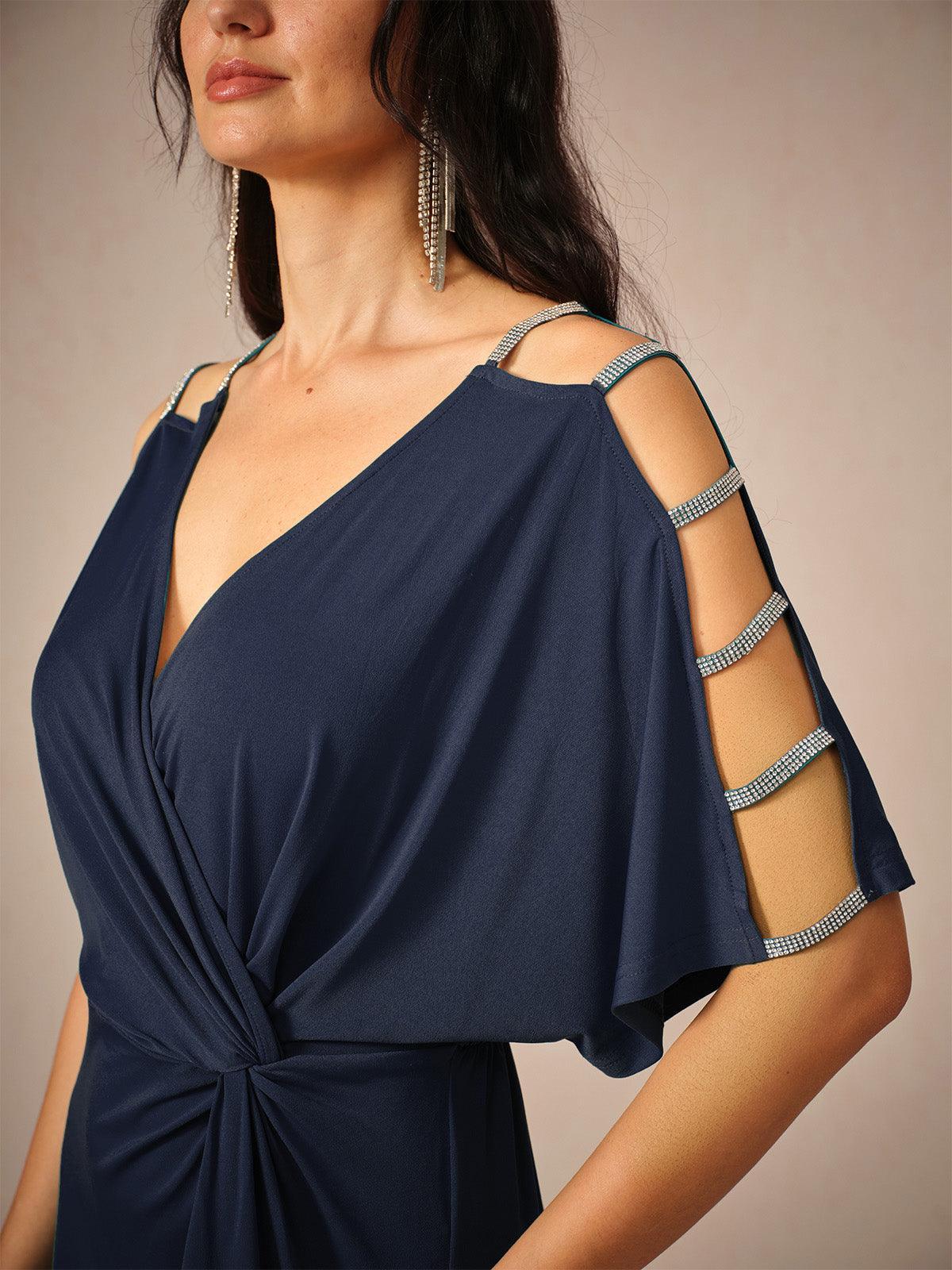 Cutout Twisted Eggplant Knit Dress