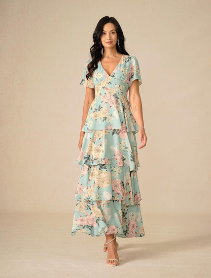 Romantic Tiered Floral Maxi Dress
