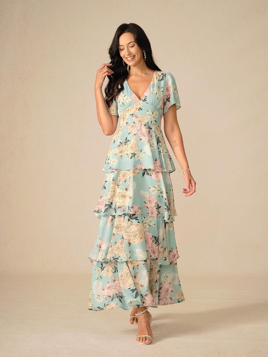 Romantic Tiered Floral Maxi Dress