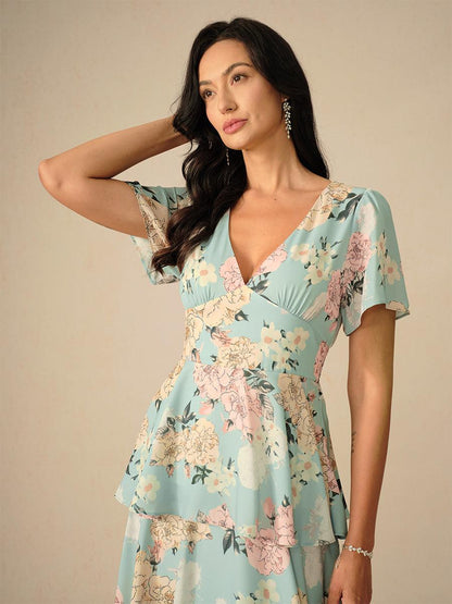 Romantic Tiered Floral Maxi Dress