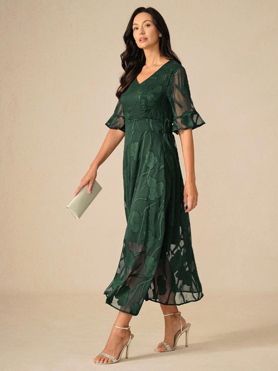 Ruffle Flutter Lace Maxi Dress