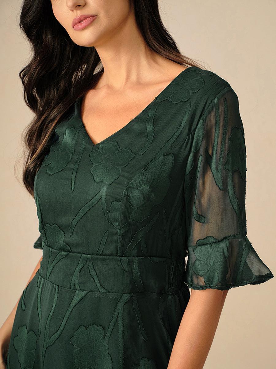 Ruffle Flutter Lace Maxi Dress