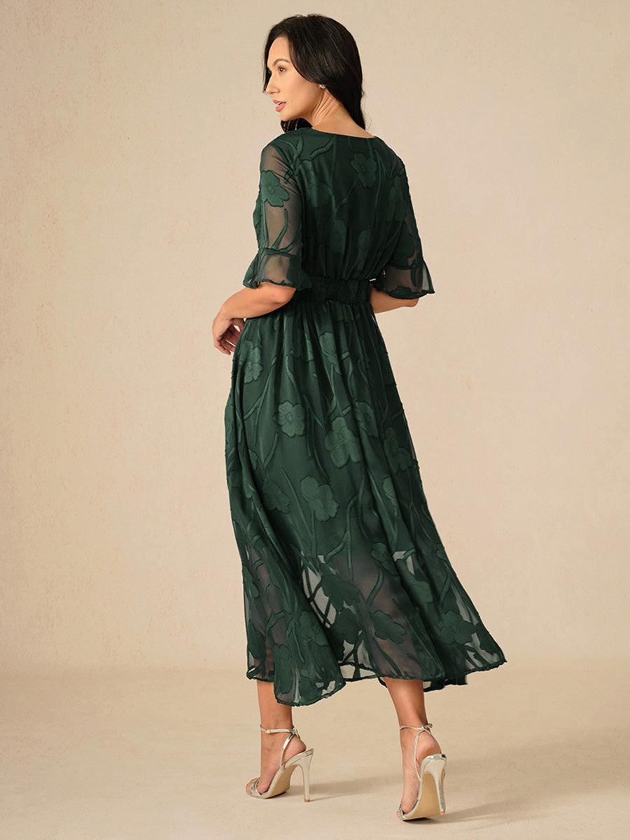Ruffle Flutter Lace Maxi Dress