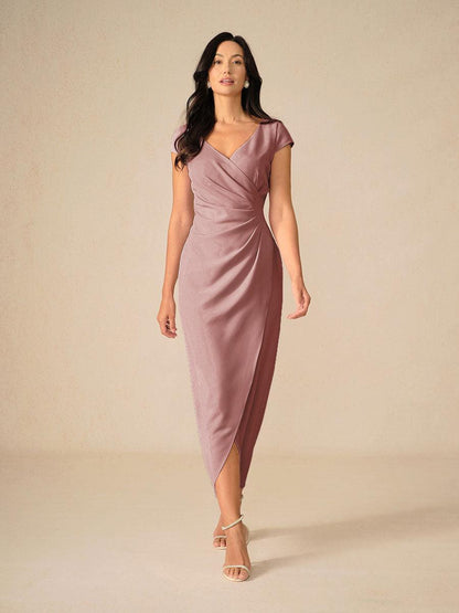 Elegant Dusty Rose Wrap Dress