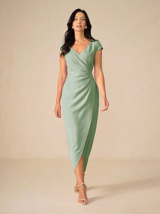Elegant Sage Green Wrap Dress