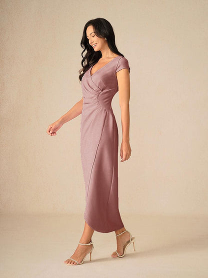 Elegant Dusty Rose Wrap Dress