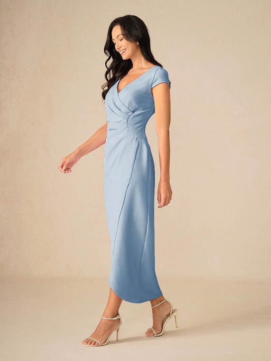 Elegant Sky Blue Wrap Dress
