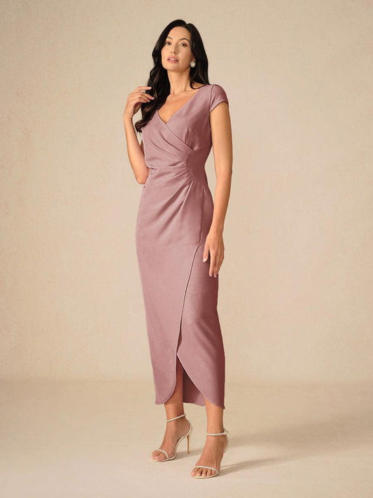 Elegant Dusty Rose Wrap Dress