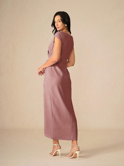 Elegant Dusty Rose Wrap Dress