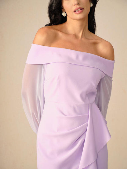 Lavendelfarbenes schulterfreies Abendkleid