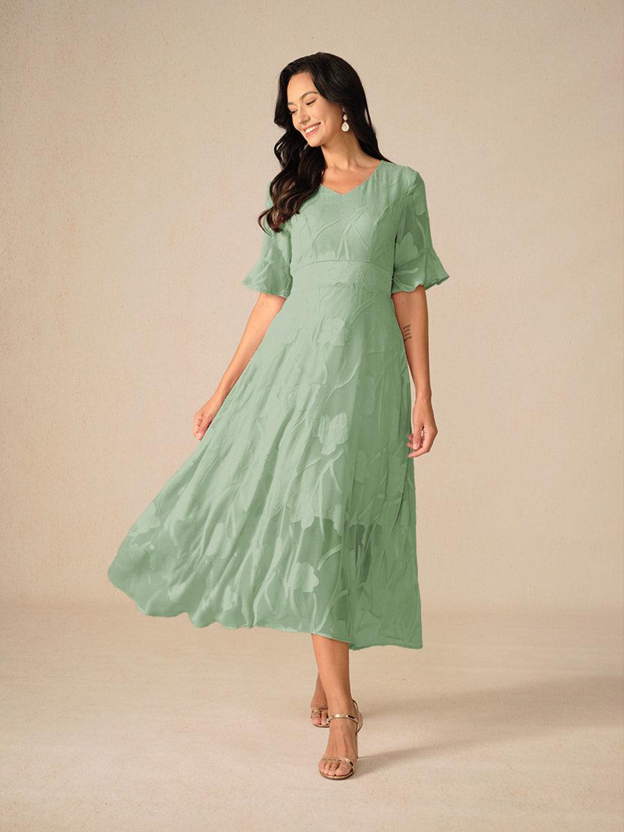Ruffle Flutter Lace Maxi Dress