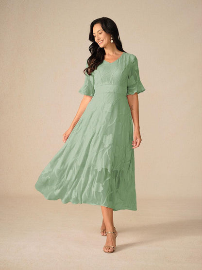 Ruffle Flutter Lace Maxi Dress