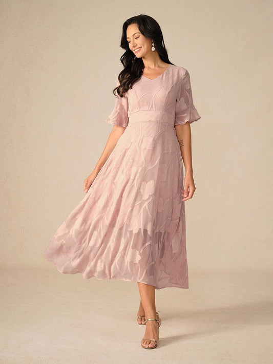 Ruffle Flutter Lace Maxi Dress