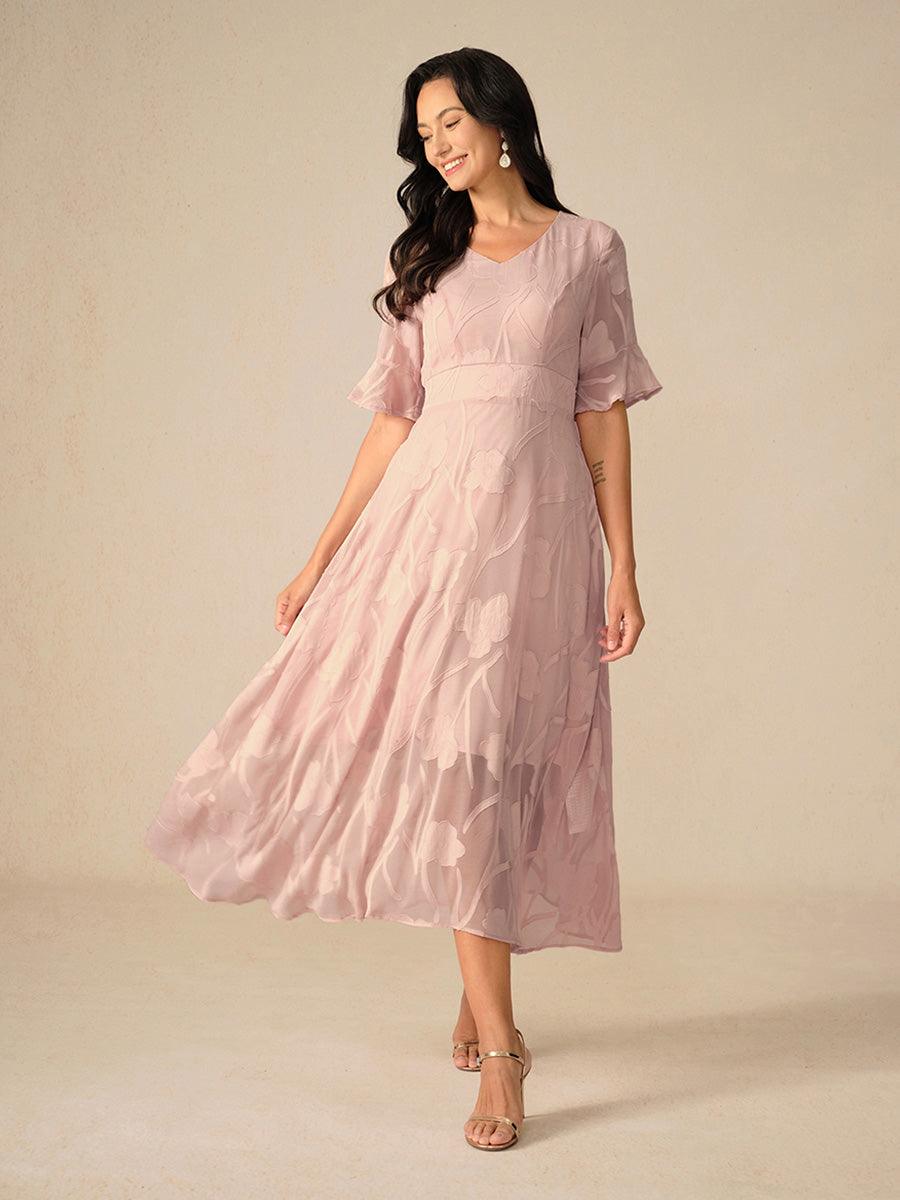 Ruffle Flutter Lace Maxi Dress
