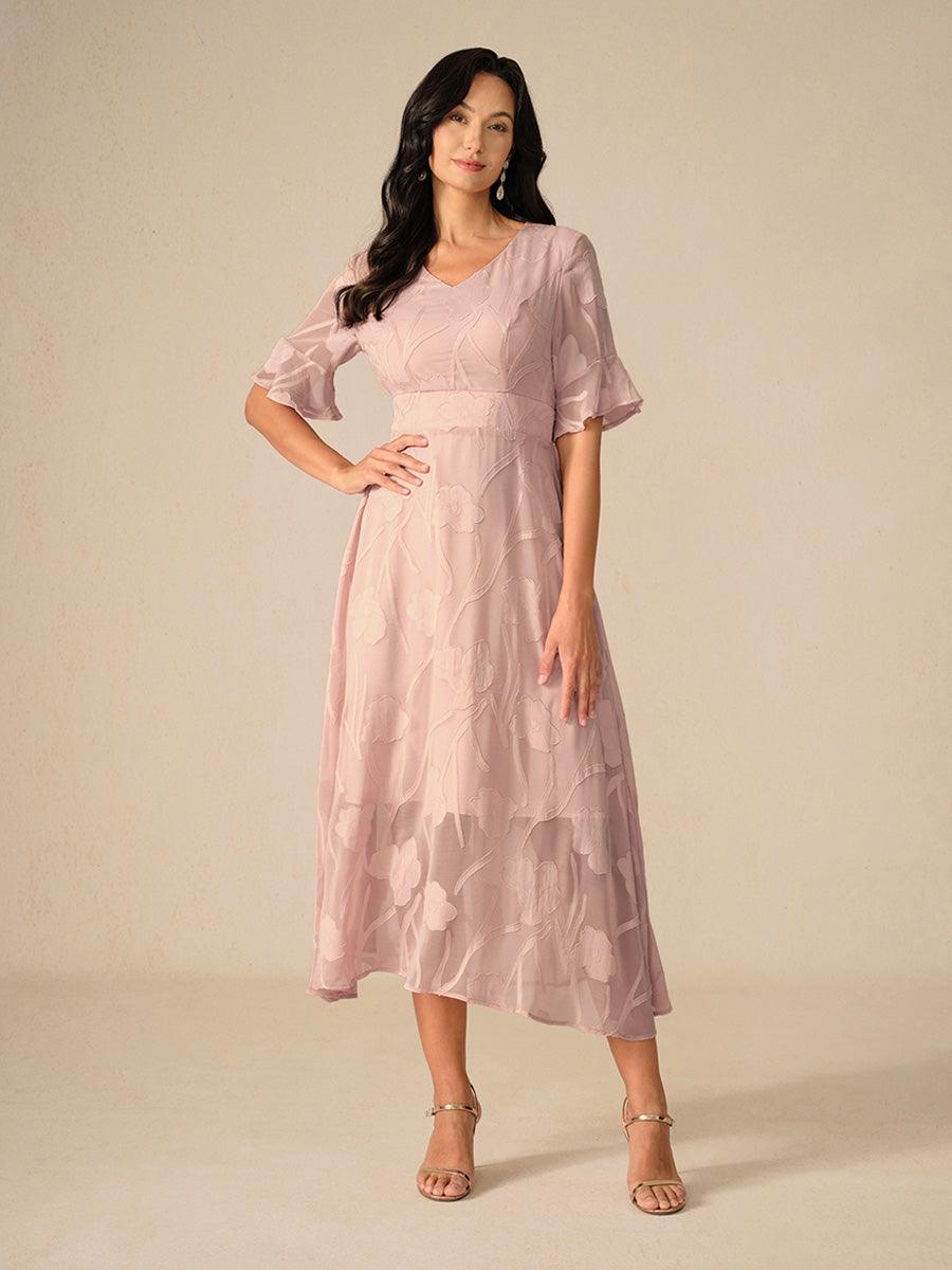 Ruffle Flutter Lace Maxi Dress