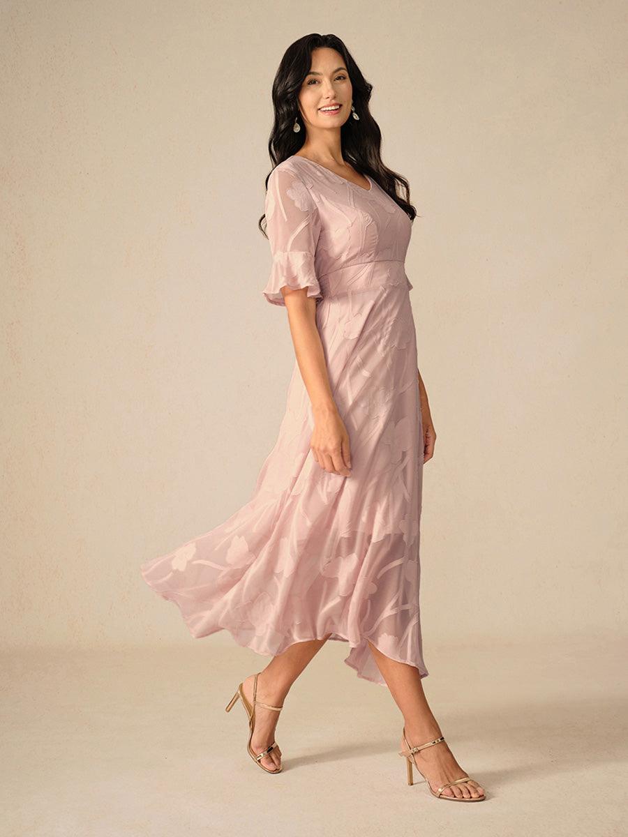 Ruffle Flutter Lace Maxi Dress