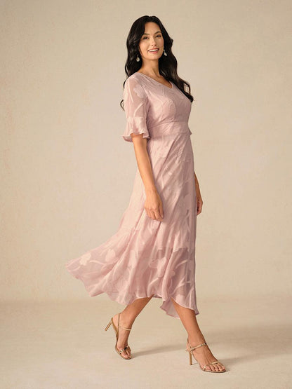 Ruffle Flutter Lace Maxi Dress