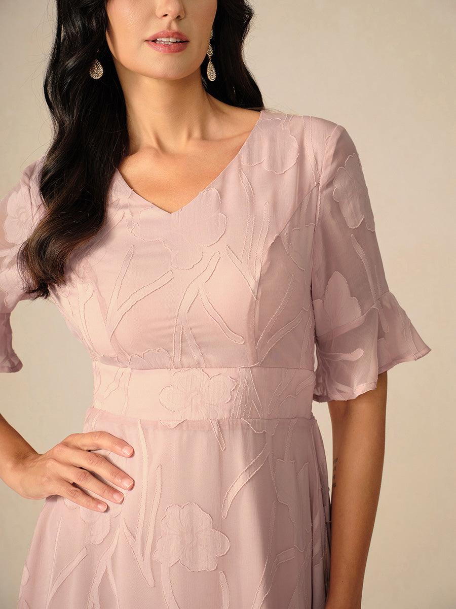 Ruffle Flutter Lace Maxi Dress