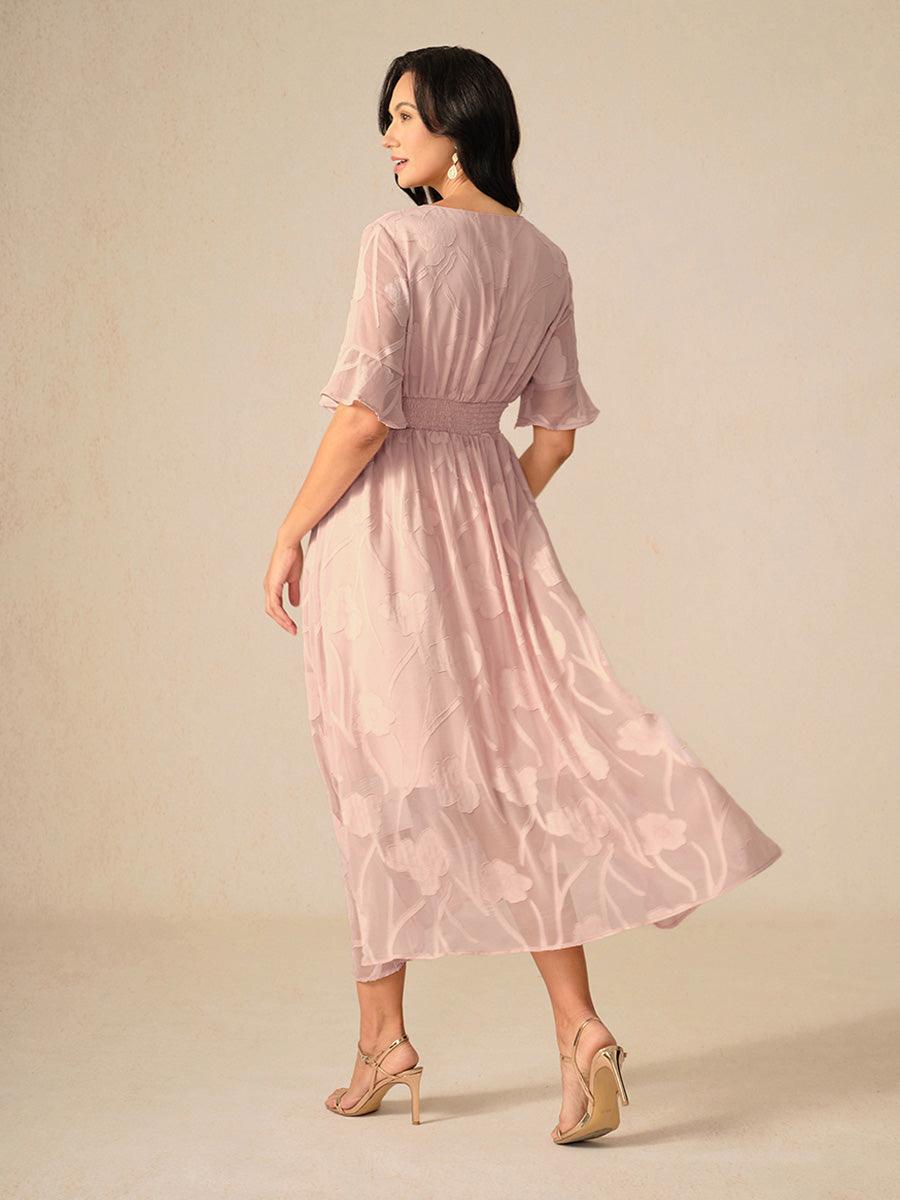 Ruffle Flutter Lace Maxi Dress