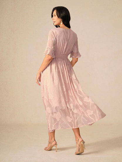 Ruffle Flutter Lace Maxi Dress