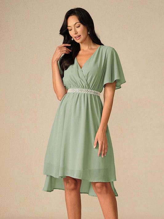 Elegant Pastel Green A-Line Chiffon Dress