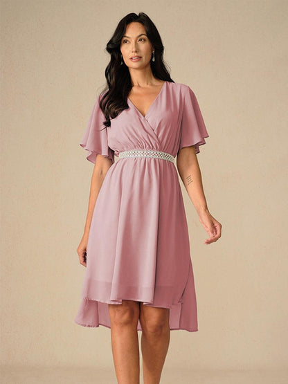 Elegant Pastel Green A-Line Chiffon Dress