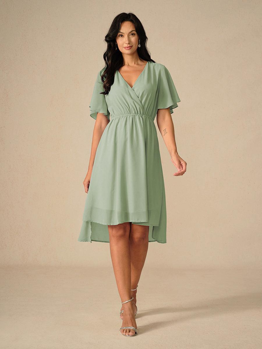 Elegant Pastel Green A-Line Chiffon Dress
