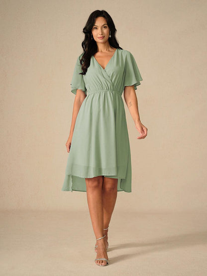 Elegant Pastel Green A-Line Chiffon Dress
