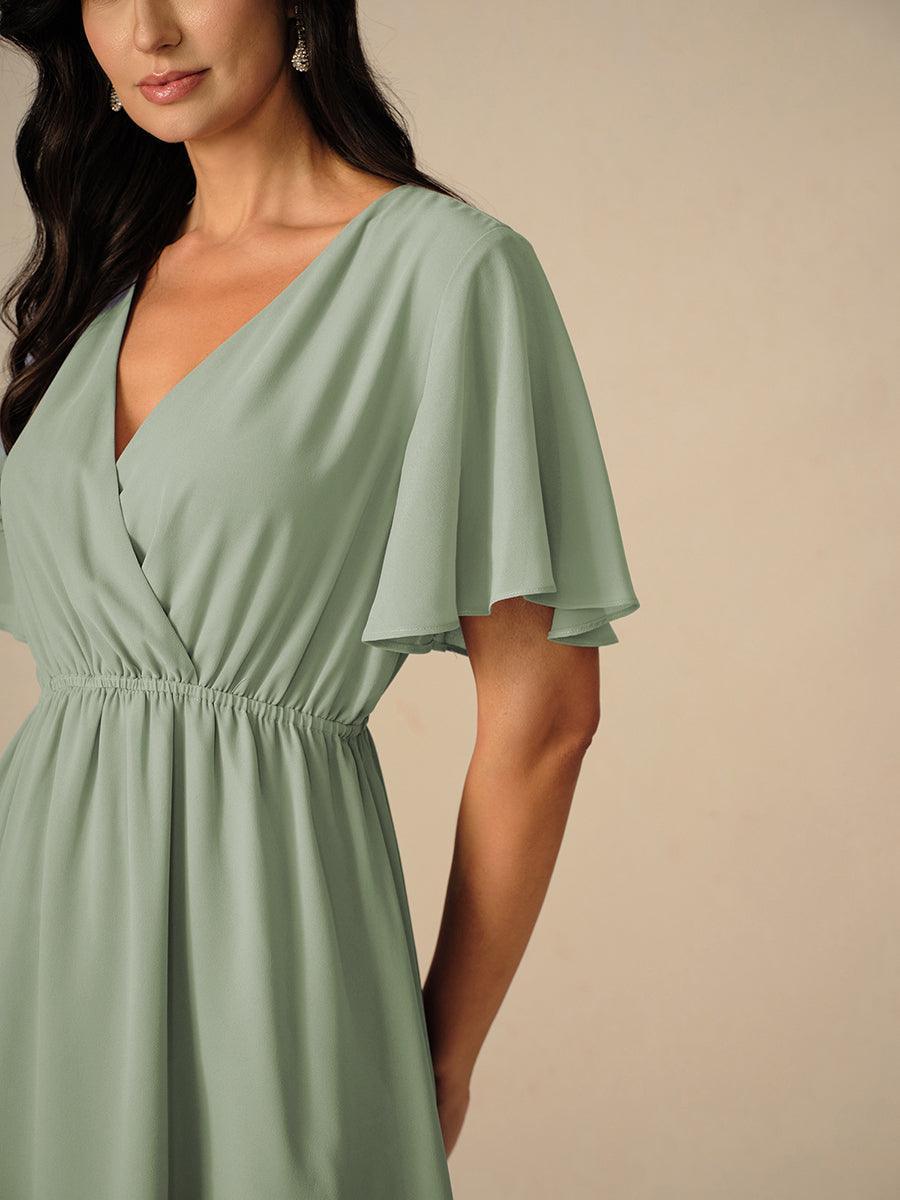 Elegant Pastel Green A-Line Chiffon Dress