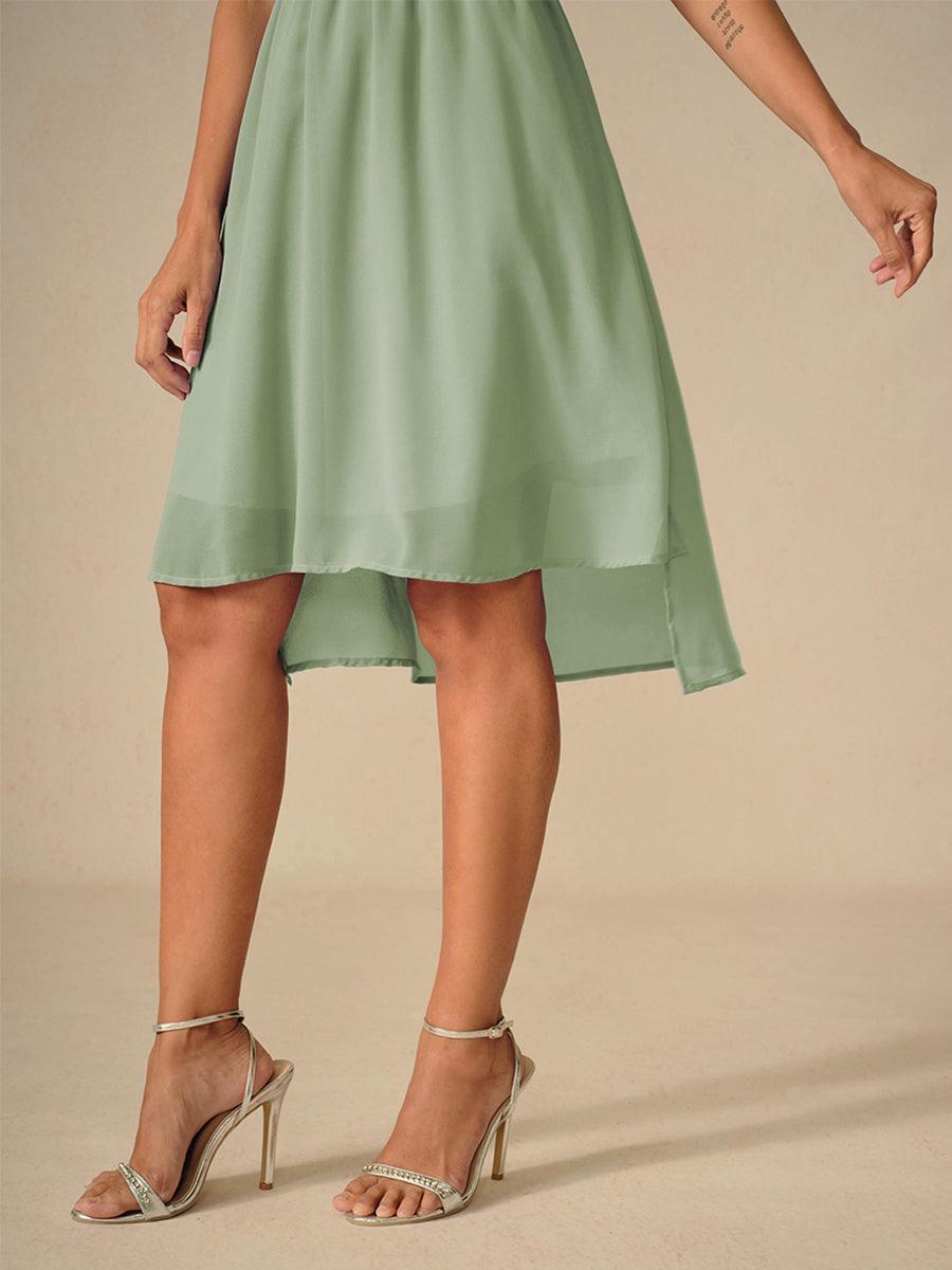 Elegant Pastel Green A-Line Chiffon Dress