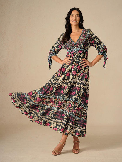 Bohemian Floral Chiffon Maxi Dress