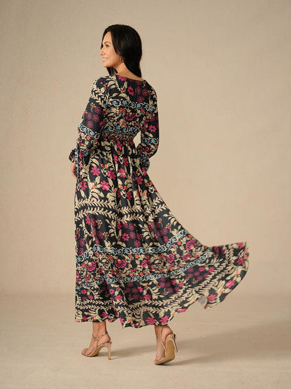 Bohemian Floral Chiffon Maxi Dress