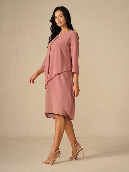 Layered Cape Sleeve Chiffon Dress