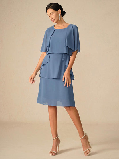 Elegantes Chiffon-Lagenkleid in beruhigendem Blau