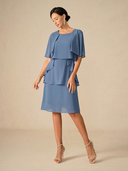 Elegantes Chiffon-Lagenkleid in beruhigendem Blau