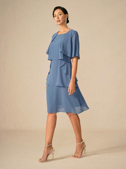 Elegantes Chiffon-Lagenkleid in beruhigendem Blau
