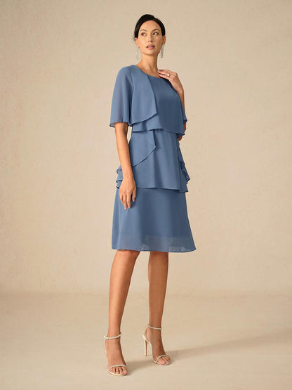 Elegantes Chiffon-Lagenkleid in beruhigendem Blau