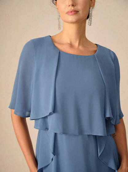 Elegantes Chiffon-Lagenkleid in beruhigendem Blau