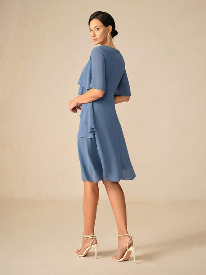 Elegantes Chiffon-Lagenkleid in beruhigendem Blau