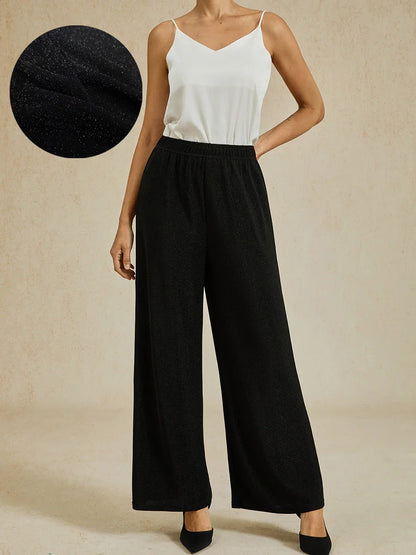 Metallic Knit Straight Leg Pants