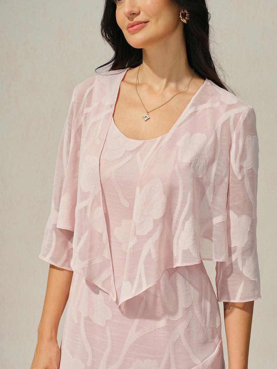 Cardigan à manches 3/4 en mousseline transparente à fleurs
