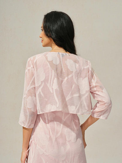 Cardigan à manches 3/4 en mousseline transparente à fleurs