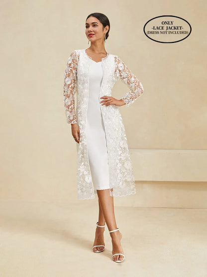 Long Floral Embroidered Lace Jacket
