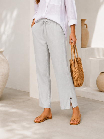Cotton Linen Pocket Casual Pants