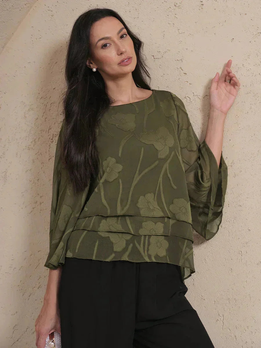 Chiffon Bloemenlaagjes Blouse