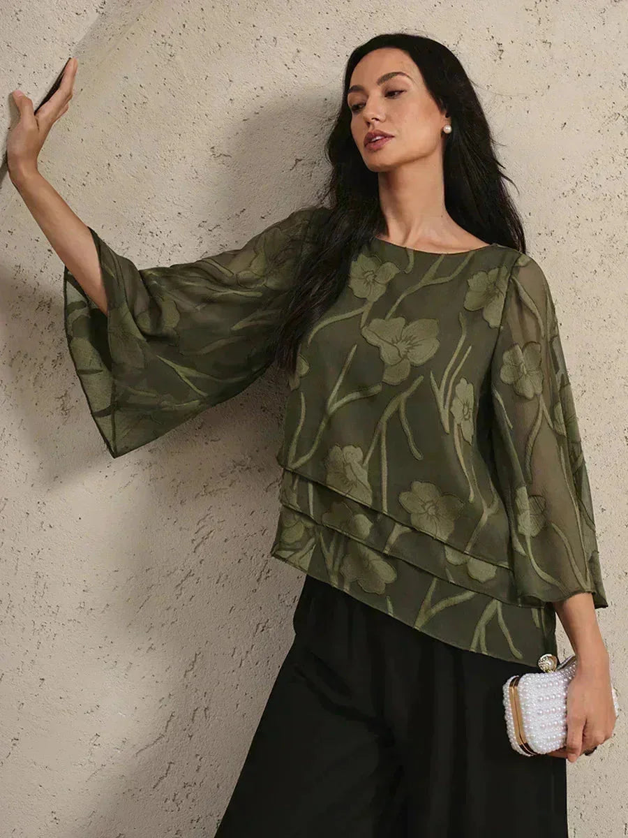 Chiffon Bloemenlaagjes Blouse