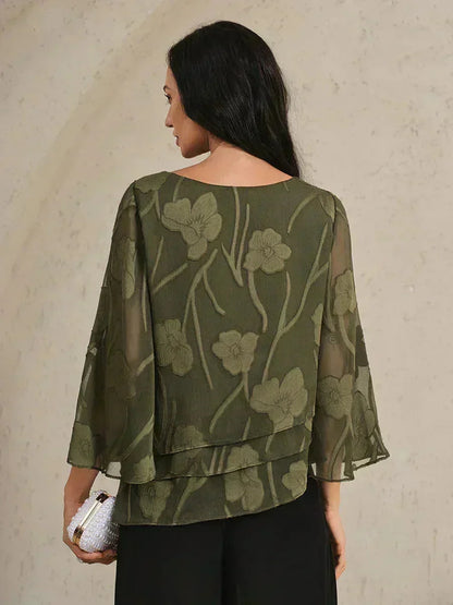 Chiffon Bloemenlaagjes Blouse