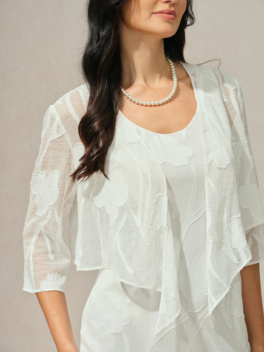 Cardigan à manches 3/4 en mousseline transparente à fleurs